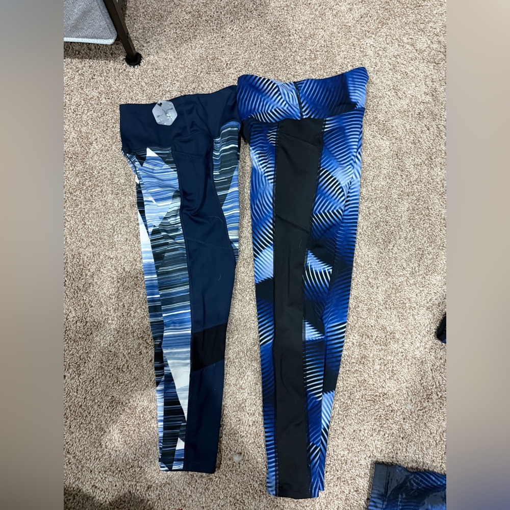Lularoe Black and Blue Set of leggings and windbreaker